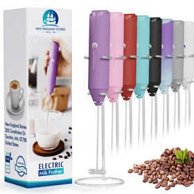 New England Stories powerful milk frother handheld foam maker creates creamy foam quickly