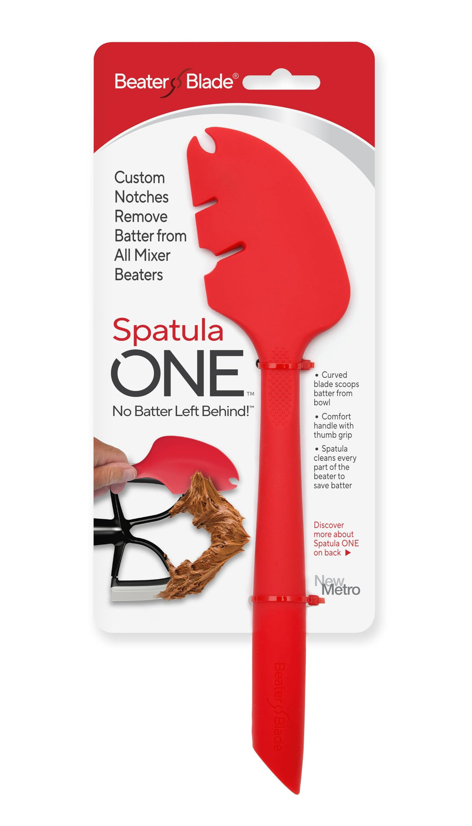New Metro Design Spatula ONE curved blade helps scoop batter cleanly