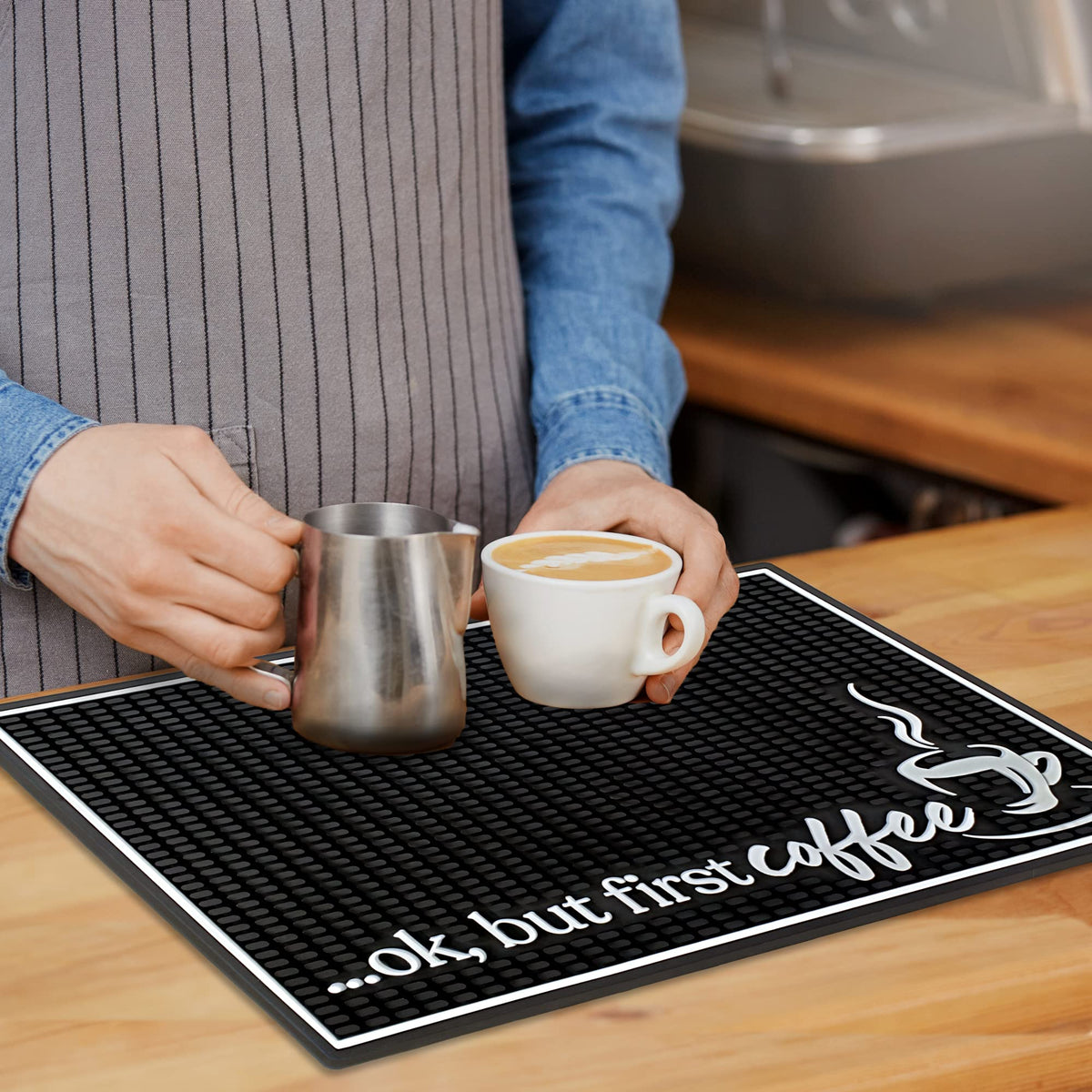 New Mungo Ok But First Coffee mat 18x12 fits compact counters