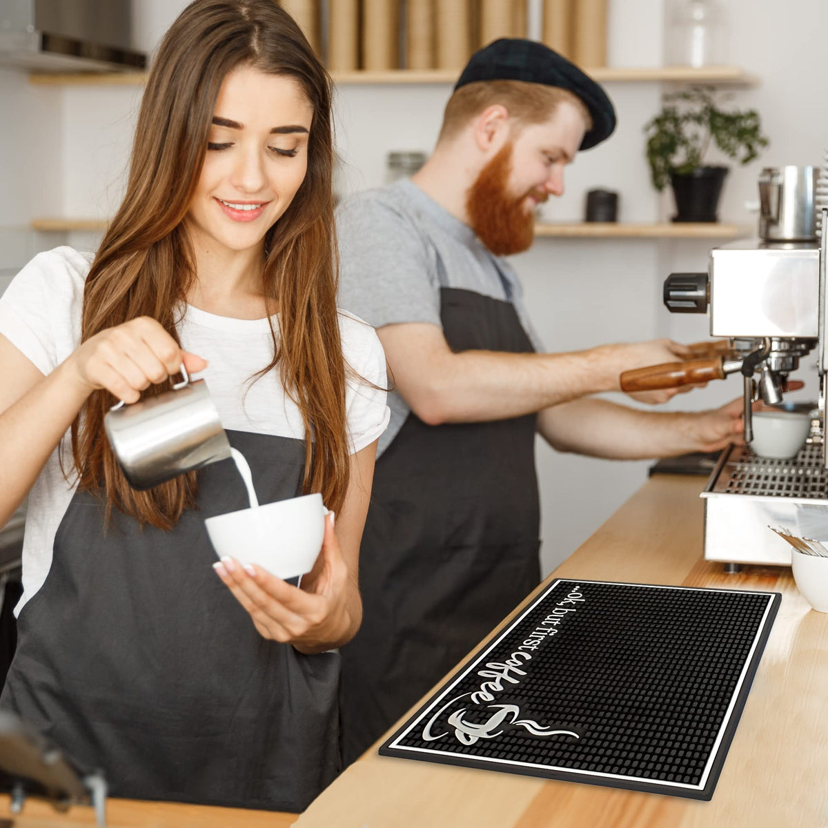 New Mungo Ok But First Coffee mat with mug display protects surfaces