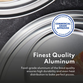 New Star 16-inch pizza pan stacked neatly for storage in a professional kitchen