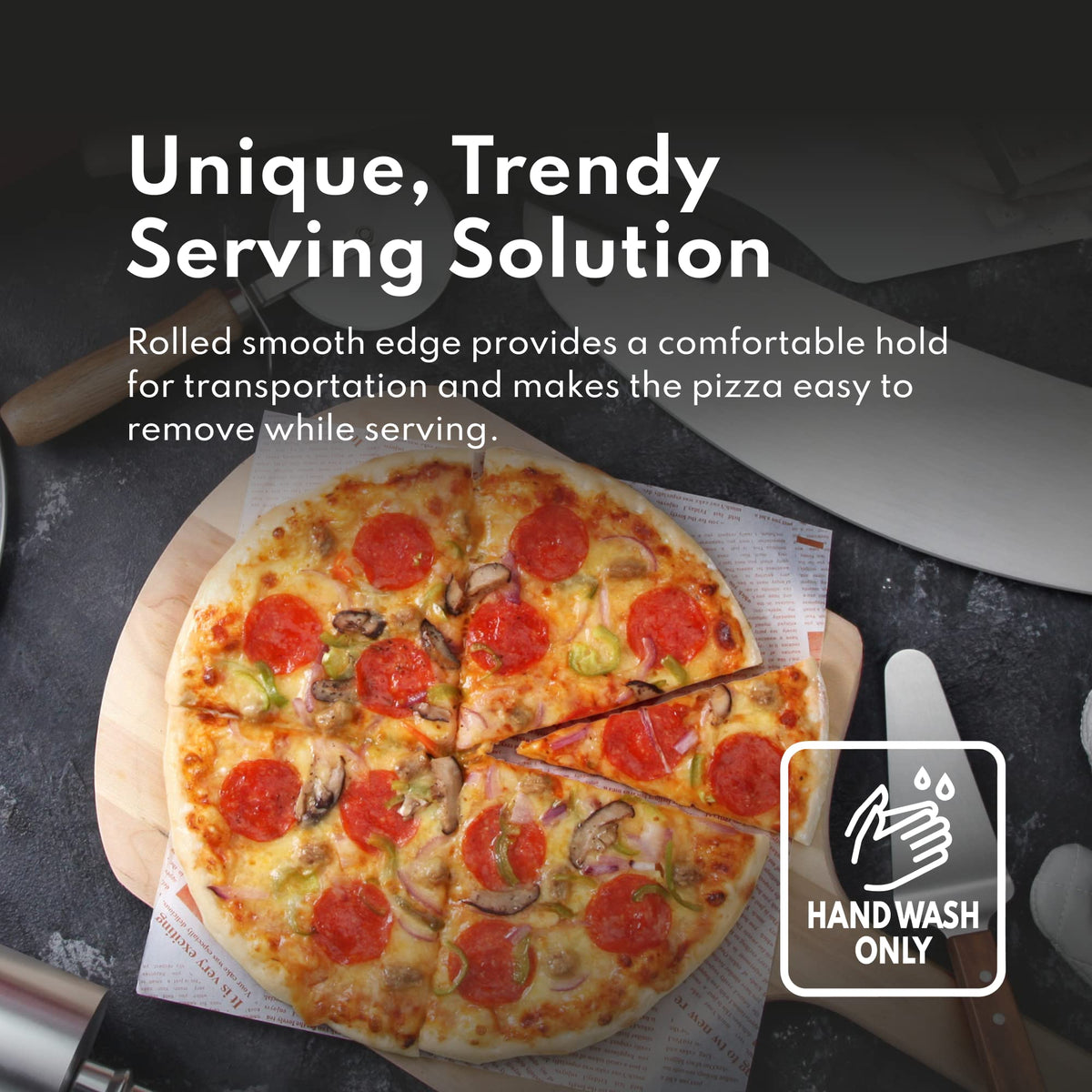 New Star 16-inch pizza pan transport handle aids safe moves