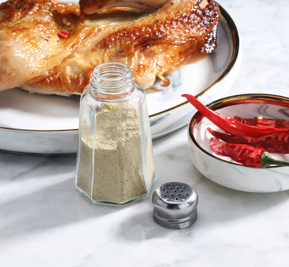Set of 12 provides consistent seasoning across meals.