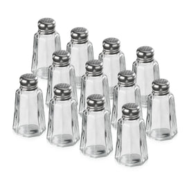 New Star 22186 glass salt and pepper shakers with mushroom tops for table seasoning.