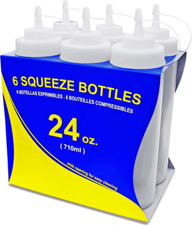 New Star 24oz clear squeeze bottle with wide mouth for easy pouring.