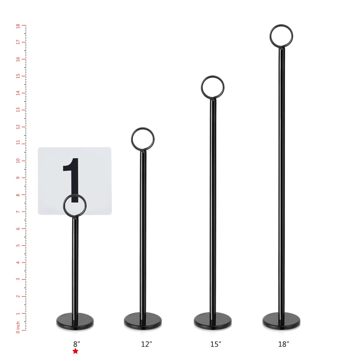 New Star 27686 8-inch stand with a 2-inch base for stable placement.