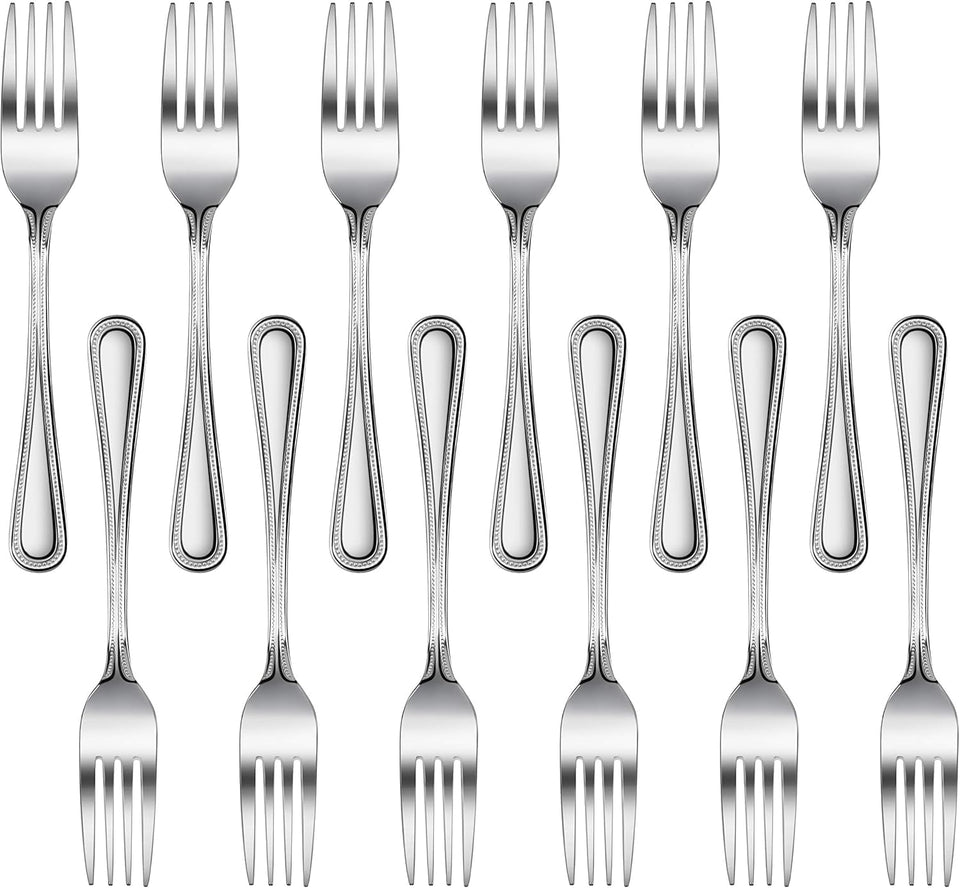 New Star bead-pattern 18/0 fork with polished finish for daily dining.