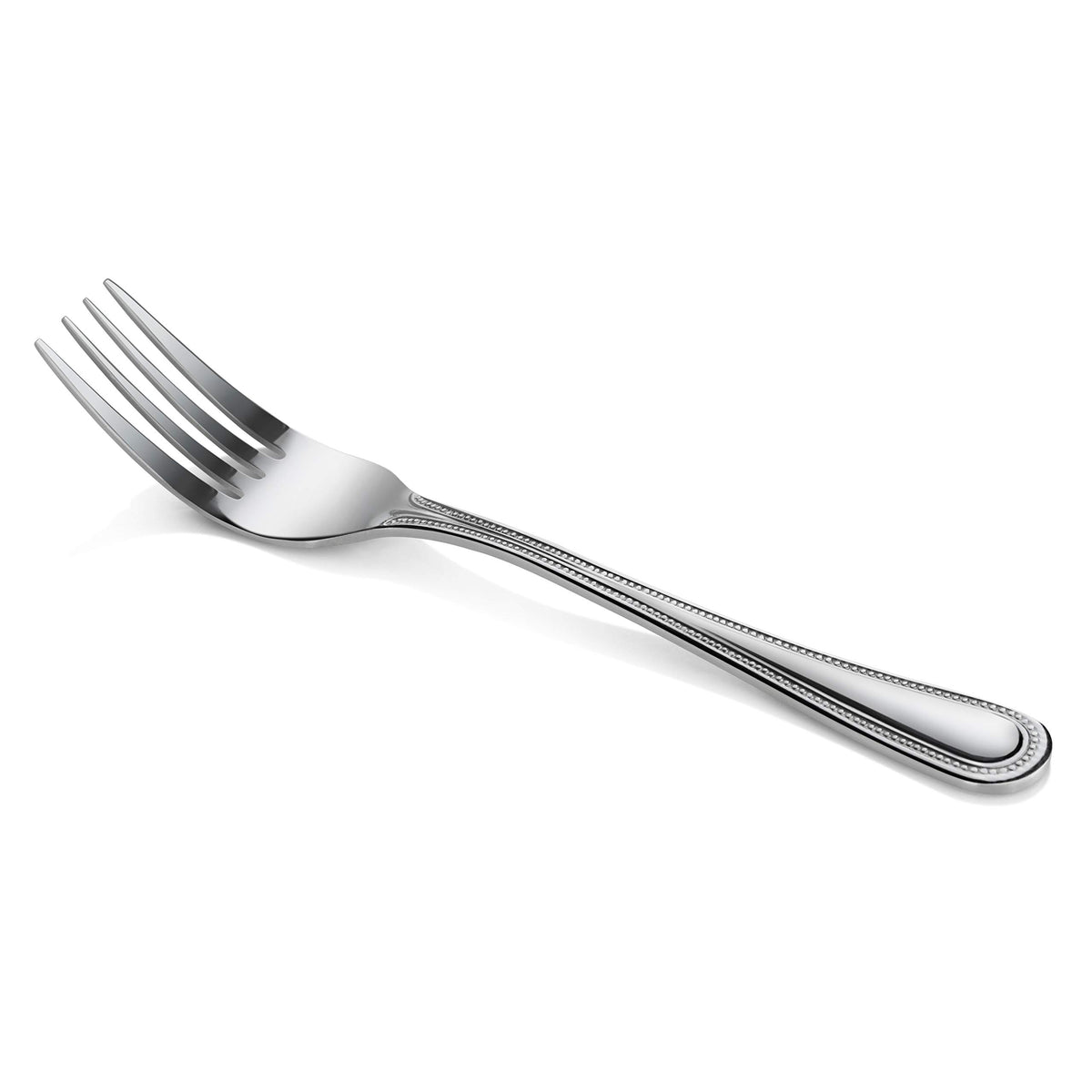 New Star bead-pattern fork handle detail for elegant table presentation.