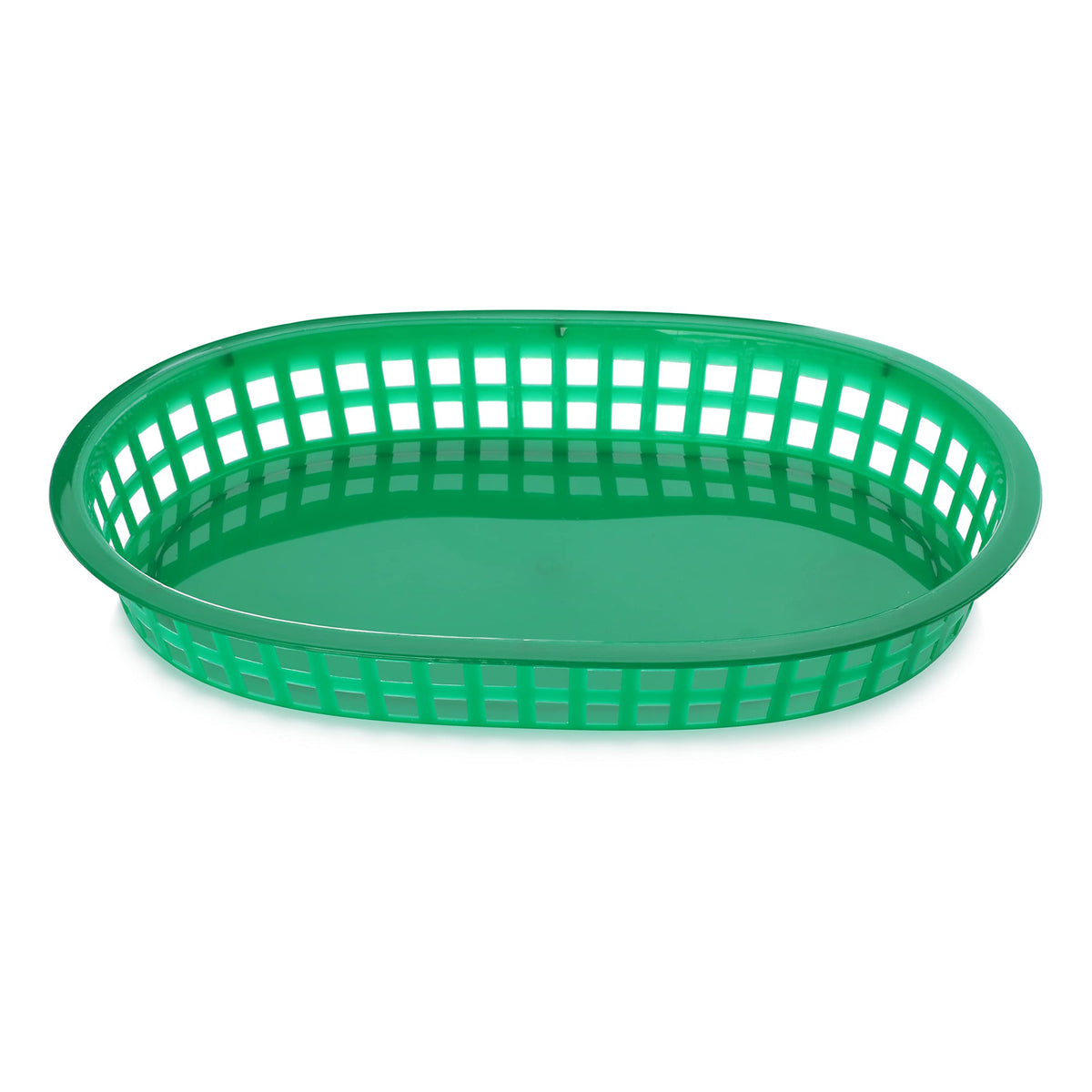 New Star green stackable basket close-up illustrating space-saving design.
