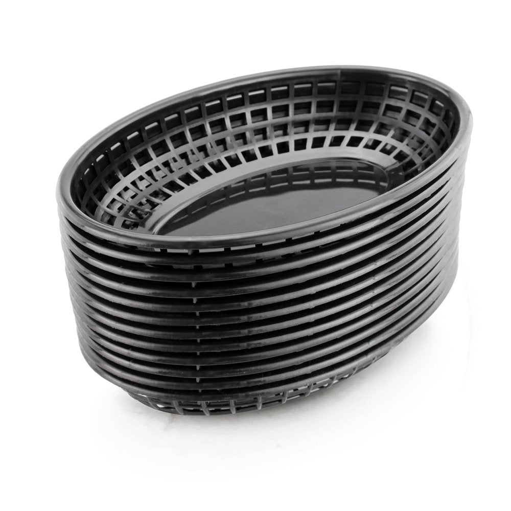 New Star fast-food baskets in black with lattice design for grease control and presentation.