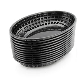 New Star fast-food baskets in black with lattice design for grease control and presentation.