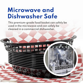 New Star fast-food baskets shown in dishwasher-safe cleaning scenario.
