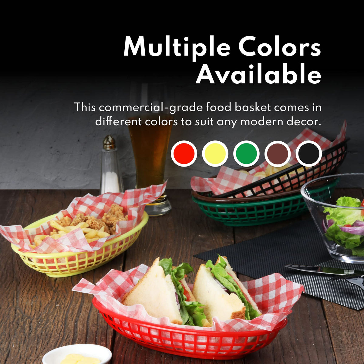New Star fast-food baskets ready for takeout service with crisp presentation.