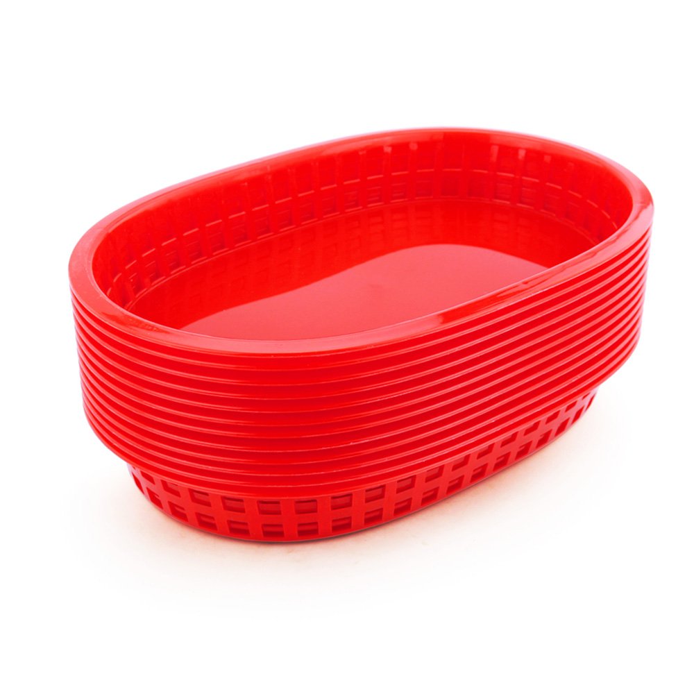 New Star fast food basket red 10.5x7 inch; durable for busy restaurant kitchens.