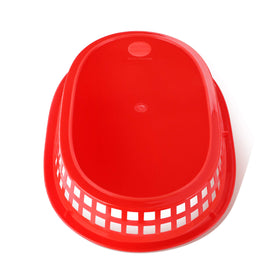 New Star red fast food basket with lattice sides enhances grease catch.