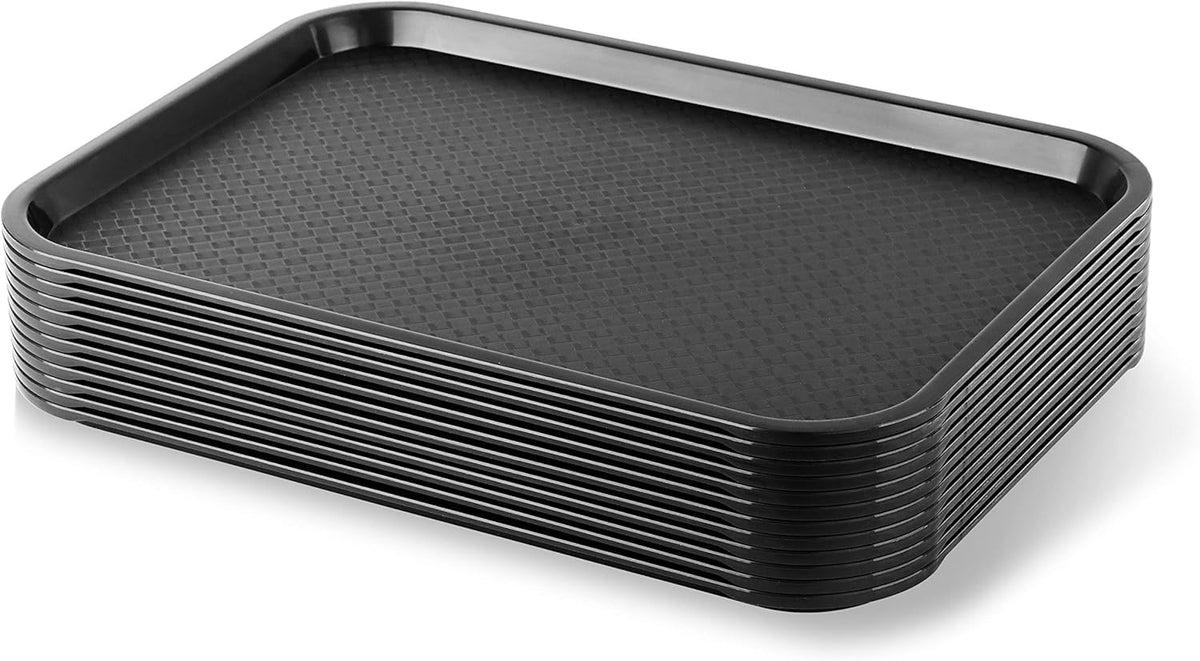 New Star Fast Food Tray, front view, 12x16 inch black tray for quick service.