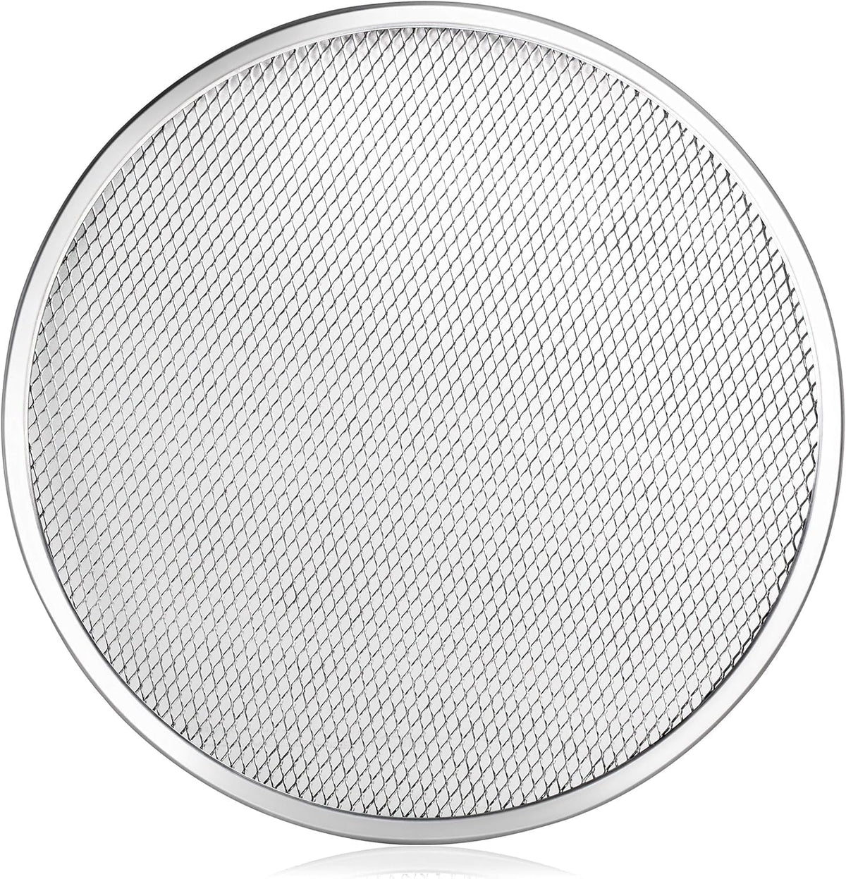 New Star Foodservice 14-inch seamless pizza baking screen front view for durable professional use.