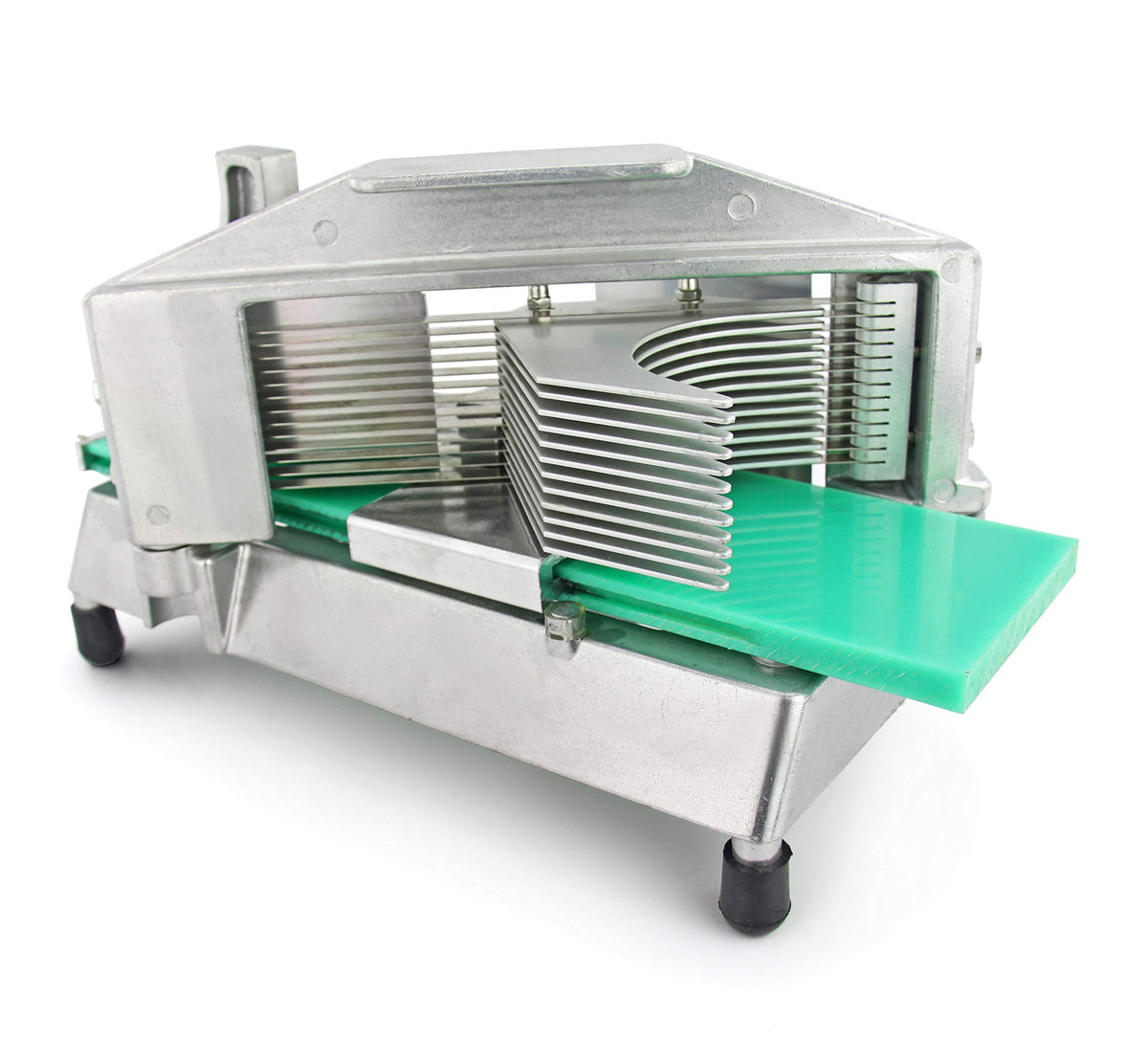 New Star Foodservice 39702 tomato slicer front view enables fast, uniform slices.