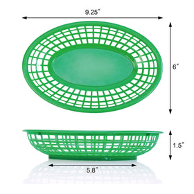 New Star Foodservice 44126 green oval basket with deli paper for grease control.