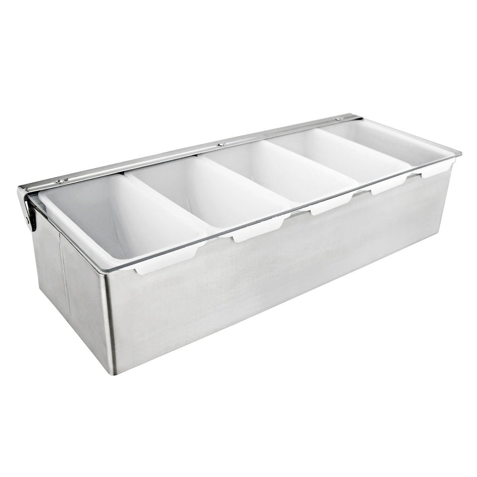 New Star 48032 condiment dispenser with five compartments for organized front-of-house prep.