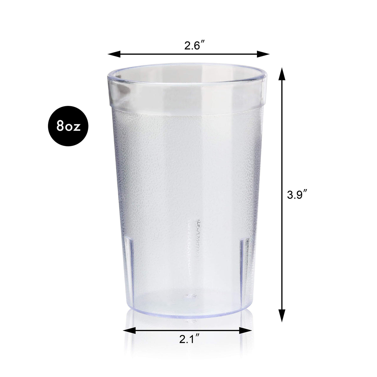 New Star Foodservice 8 oz tumbler stackable design saves space in busy kitchen racks.