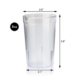 New Star Foodservice 8 oz tumbler stackable design saves space in busy kitchen racks.