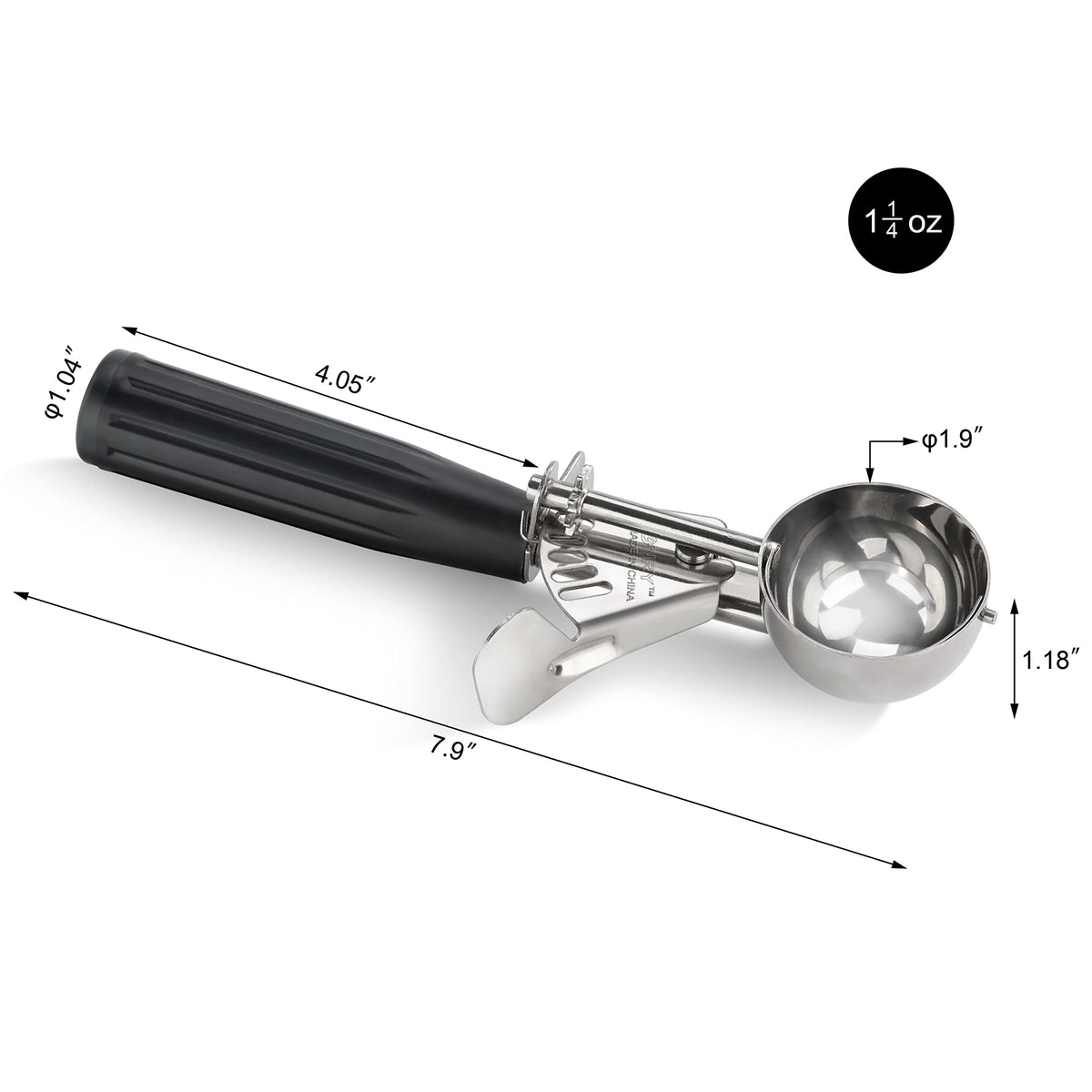 New Star Foodservice disher with 18/8 stainless steel bowl for durable, long-lasting service.