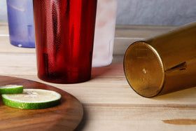New Star Foodservice 16oz red tumbler is dishwasher-safe for versatile indoor or outdoor use.