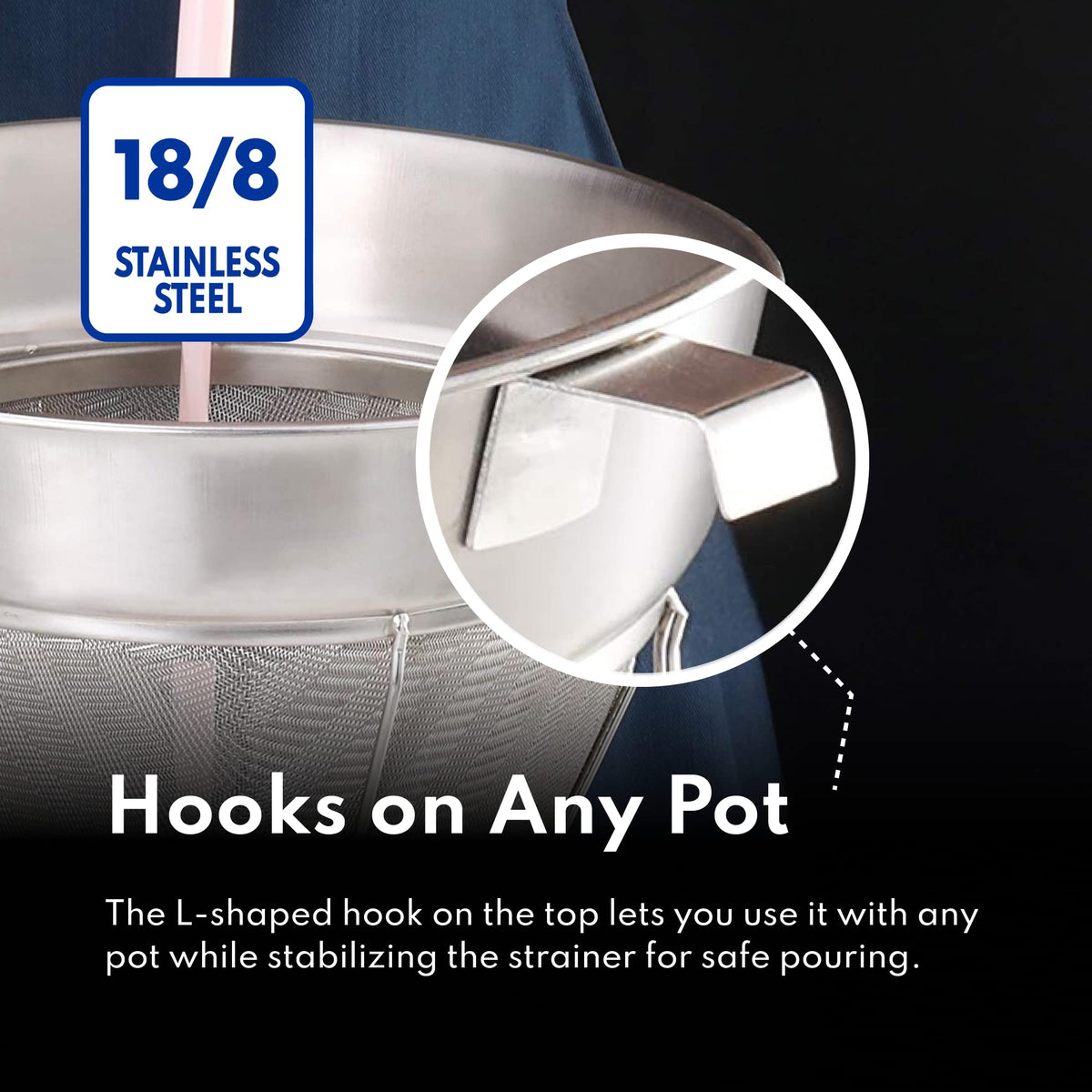 New Star Foodservice easy-care strainer cleans quickly after busy service.