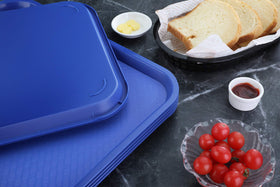 New Star Foodservice blue tray stacked view lightweight and easy to store