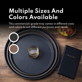 New Star 18-inch round tray with rubber lining handles heavy service.