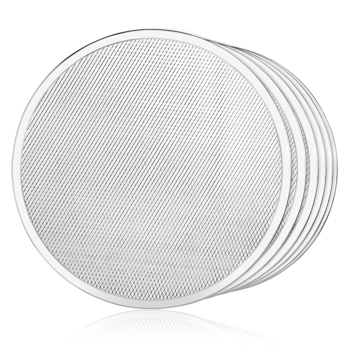 New Star Foodservice pizza baking screen 16-inch pack of six for crisp, evenly browned crusts.
