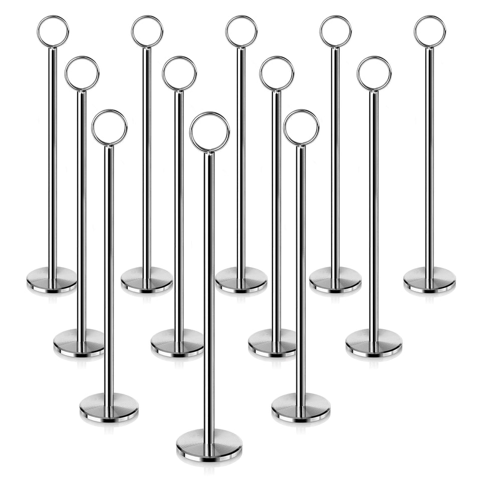 New Star Foodservice ring-clip table number holder with 12-inch height for clear visibility.