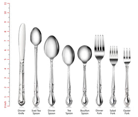 Oyster fork close-up highlights polished finish and classic design
