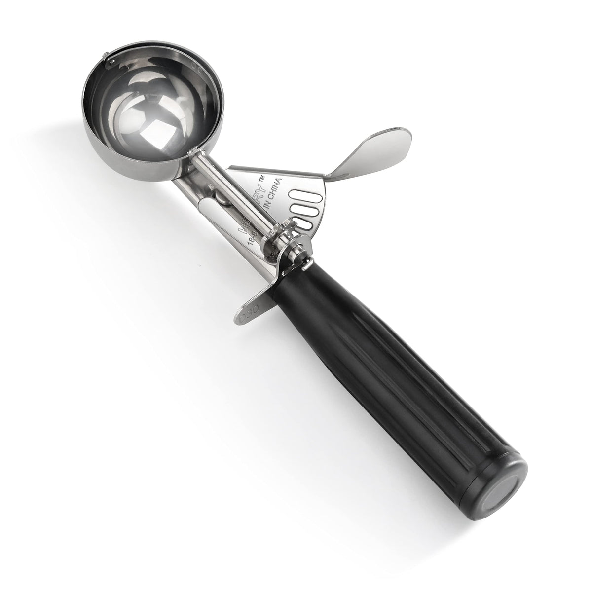New Star Foodservice thumb press disher with black handle for precise portions in busy kitchens.