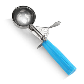 New Star Foodservice thumb press disher with blue handle for precise portions.