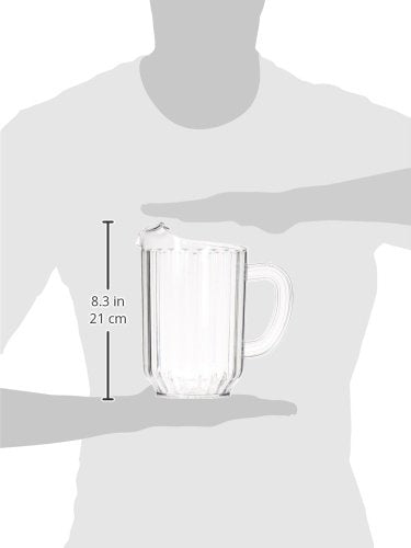 New Star Foodservice Water Pitcher 60oz clear, ice-filled display for refreshing drinks.