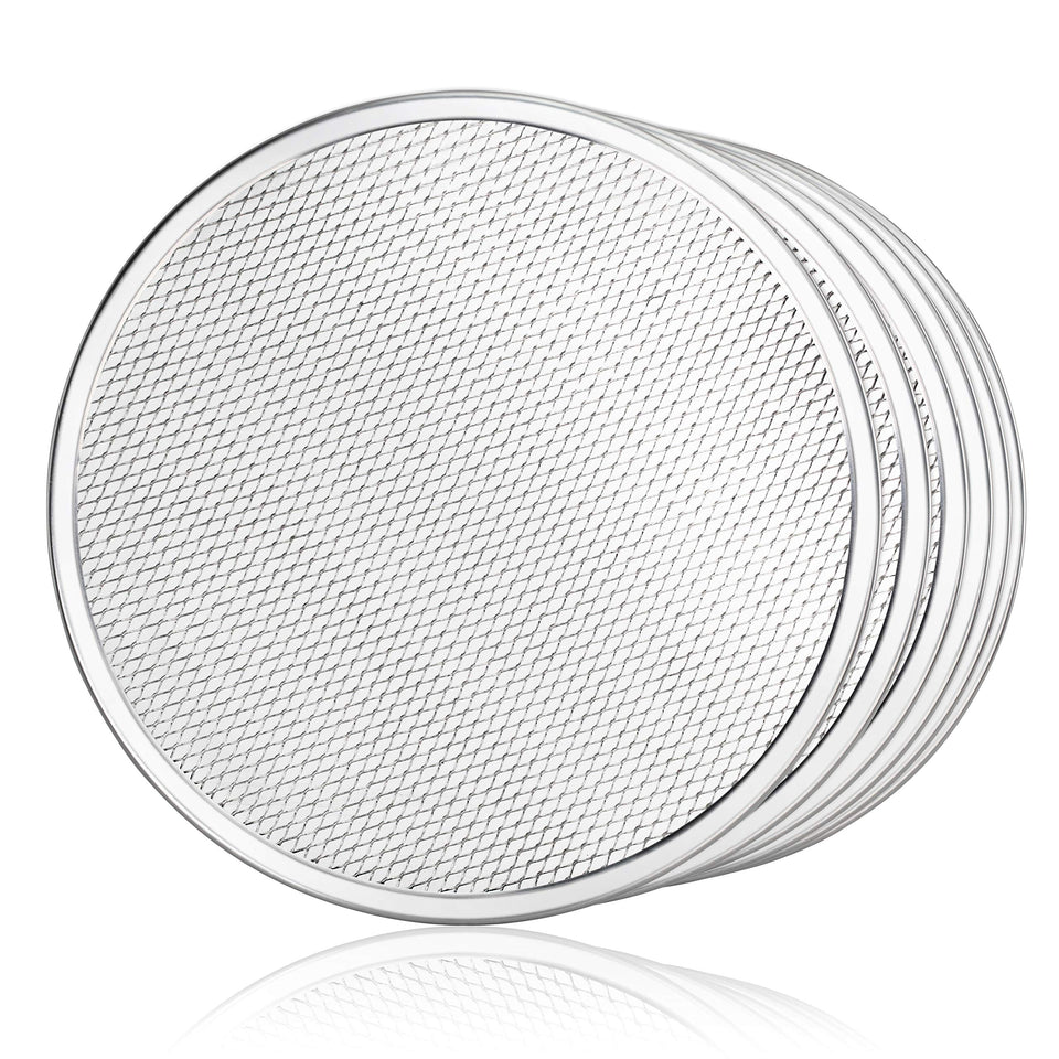 New Star Foodservice 12-inch pizza baking screen front view enables fast, even browning in busy kitchens.