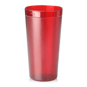 New Star red 20oz polycarbonate tumbler side view, stackable for compact storage