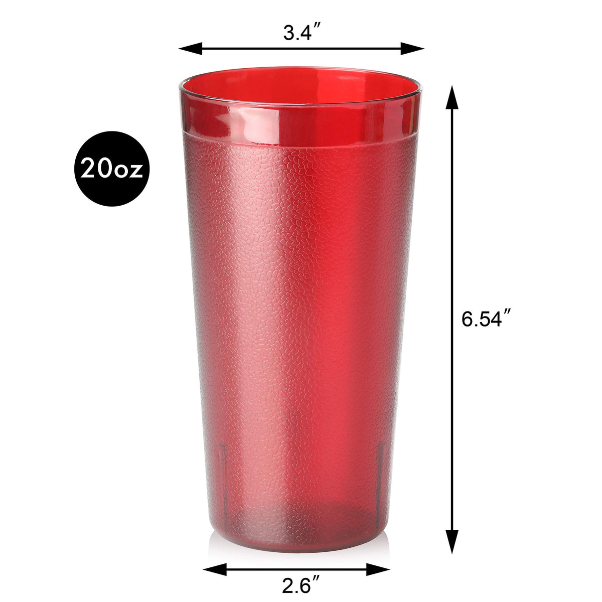New Star red 20oz polycarbonate tumbler stacked, supporting efficient beverage service