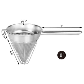 New Star Bouillon Strainer 8-Inch mesh detail highlights corrosion-resistant 18/8 stainless steel.