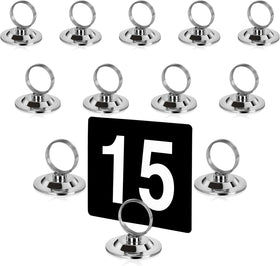 New Star ring-clip table-number holder in silver for clear dining signs