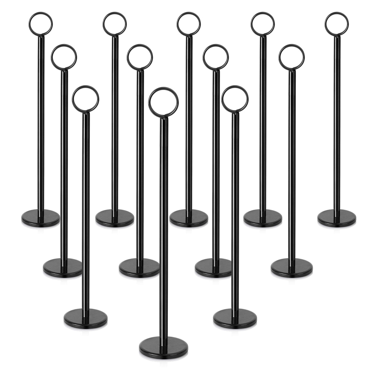 New Star Foodservice ring-clip table number stand in black for clear event signage.