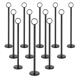 New Star Foodservice ring-clip table number stand in black for clear event signage.