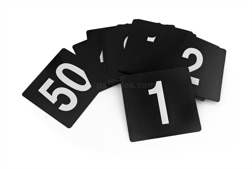 New Star Foodservice 23206 durable plastic table number with bold black digits for easy reading.