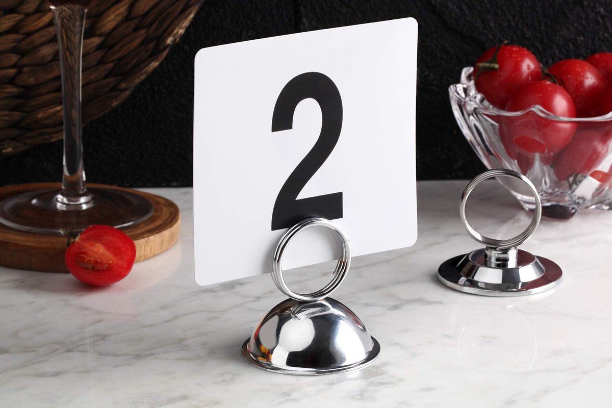 Set of 12 ring-clip holders for organized restaurant signage
