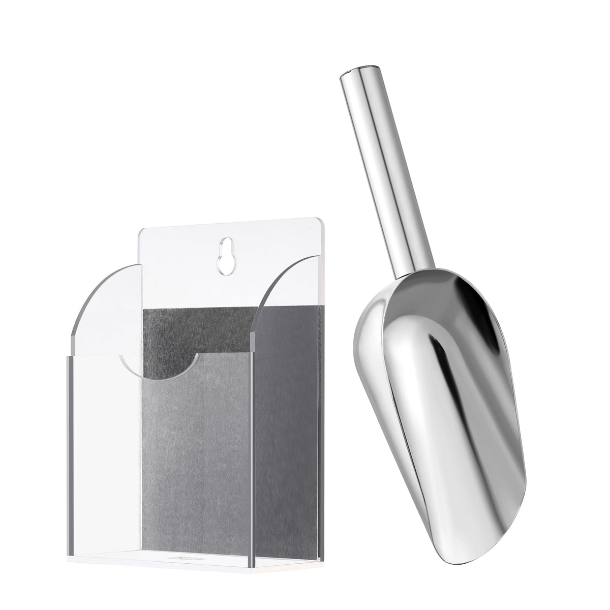 New Valley Warbler stainless steel ice scoop close-up highlights rust-resistant durability.