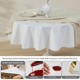 Cut-to-fit rectangle feature on Newbridge quilted table pad for custom sizing.
