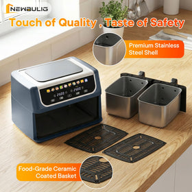NEWBULIG 9.5-quart capacity with two baskets suits family meals