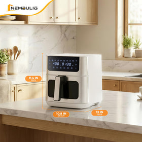 NEWBULIG Air Fryer 6-inch pizza fits easily for quick meals.